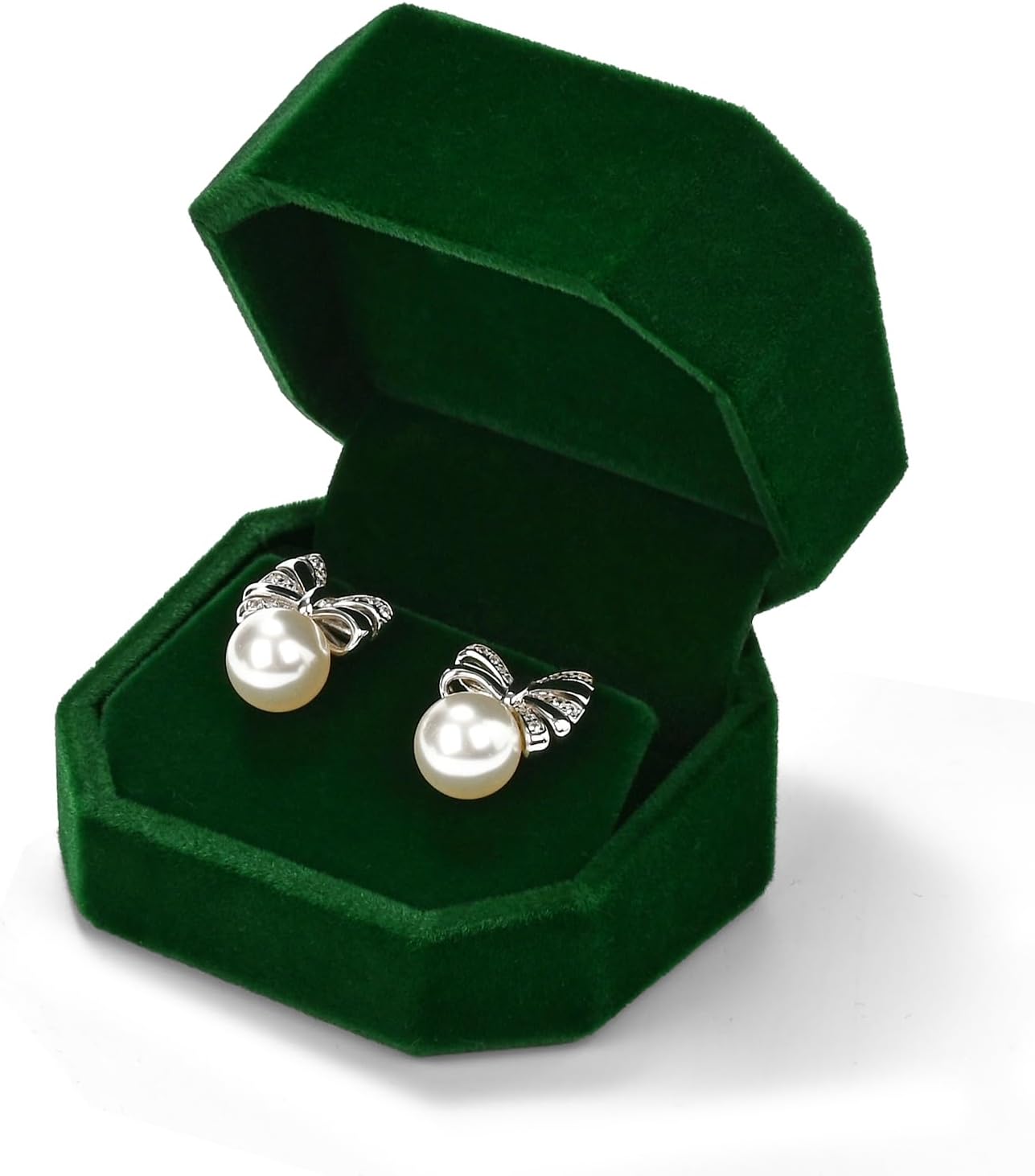 Premium Velvet Earring Gift Box Small Jewelry Case For Earrings Showcase Display (Green)