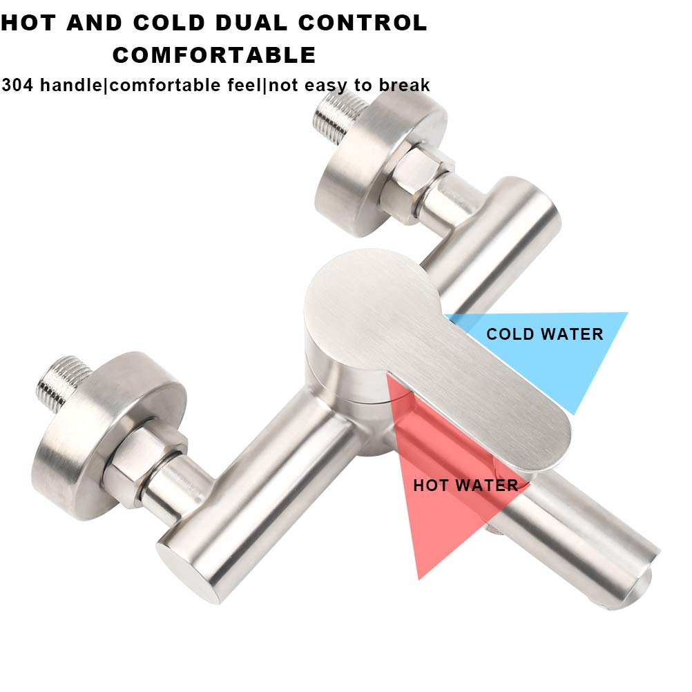 Rubinetto a Parete per Vasca da Bagno e Doccia, Miscelatore, in Acciaio Inox 304 con Deviatore, Monocomando Regolabile Acqua Calda e Fredda