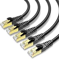 Vista 15 de KASIMO Cable Ethernet CAT 8 de 1 pie, paquete de 10 cables de conexión de red de Internet SFTP blindados negros, cables LAN de alta velocidad