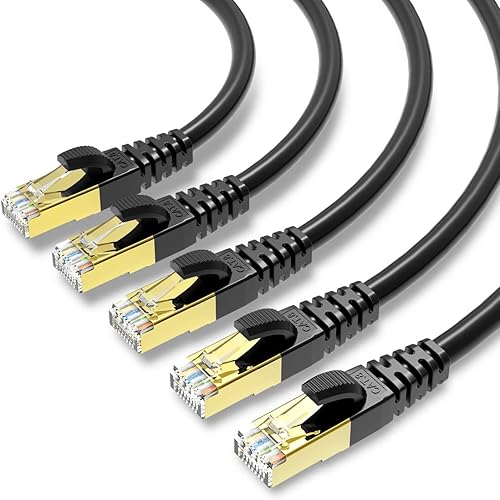 Miniatura 31 de Cable blindado para conexión de red SFTP Ethernet Cat 8, cable LAN de alta velocidad de alta resistencia con conector RJ45 chapado en oro, Paquete