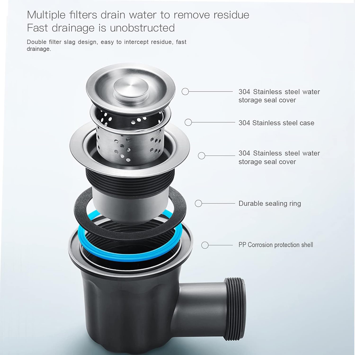 Kitchen Sink, 45 x 19 inch Drop-in Topmount Quarza 50/50 Double Bowl Sink with Strainer, High-end Handmade for Kitchen Sink, Bar Sink or Outdoor Sink, Black