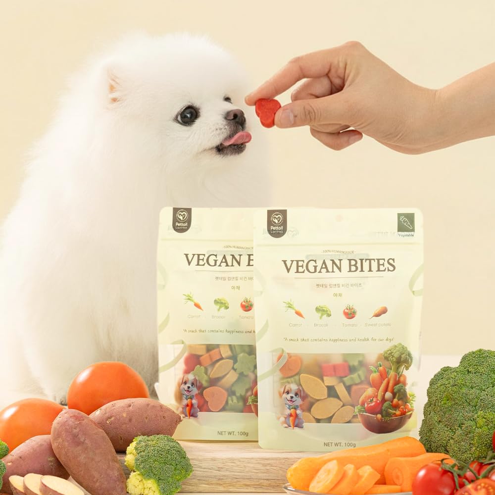 Lovnheal Vegan Bites Dog Treats – Natural Plant-Based Soft Chews with 8 Fruits & Vegetables, Healthy Handmade Snacks, 3.5 oz (One Size, Vegetable Mix)