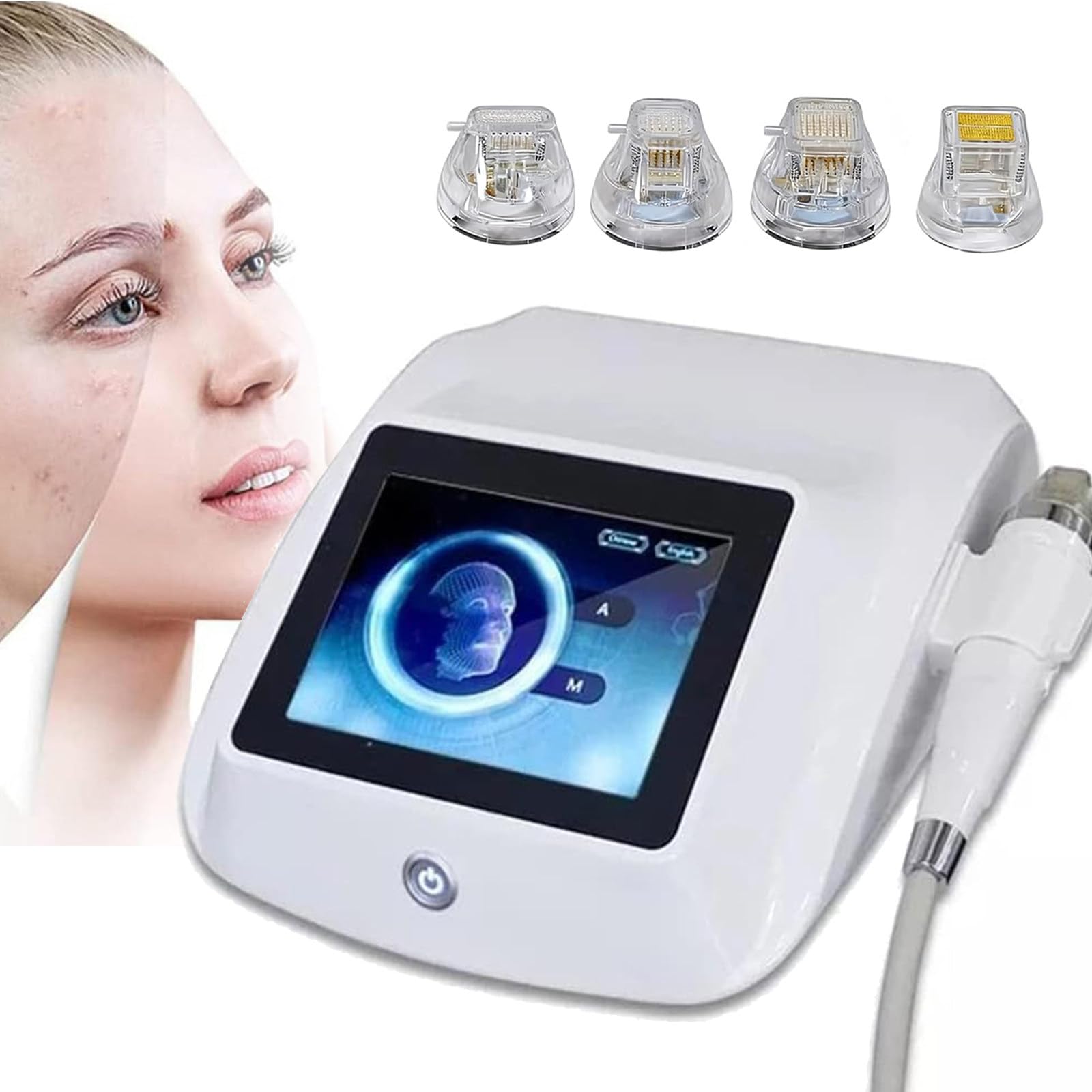Machine Professionnelle Lifting Visage Microneedling RF Fractionné,Appareil Micro-Aiguilletage Fractionné Lifting Visage,Raffermissement Peau RF Fractionné 4 TêTes Et 2 PoignéE