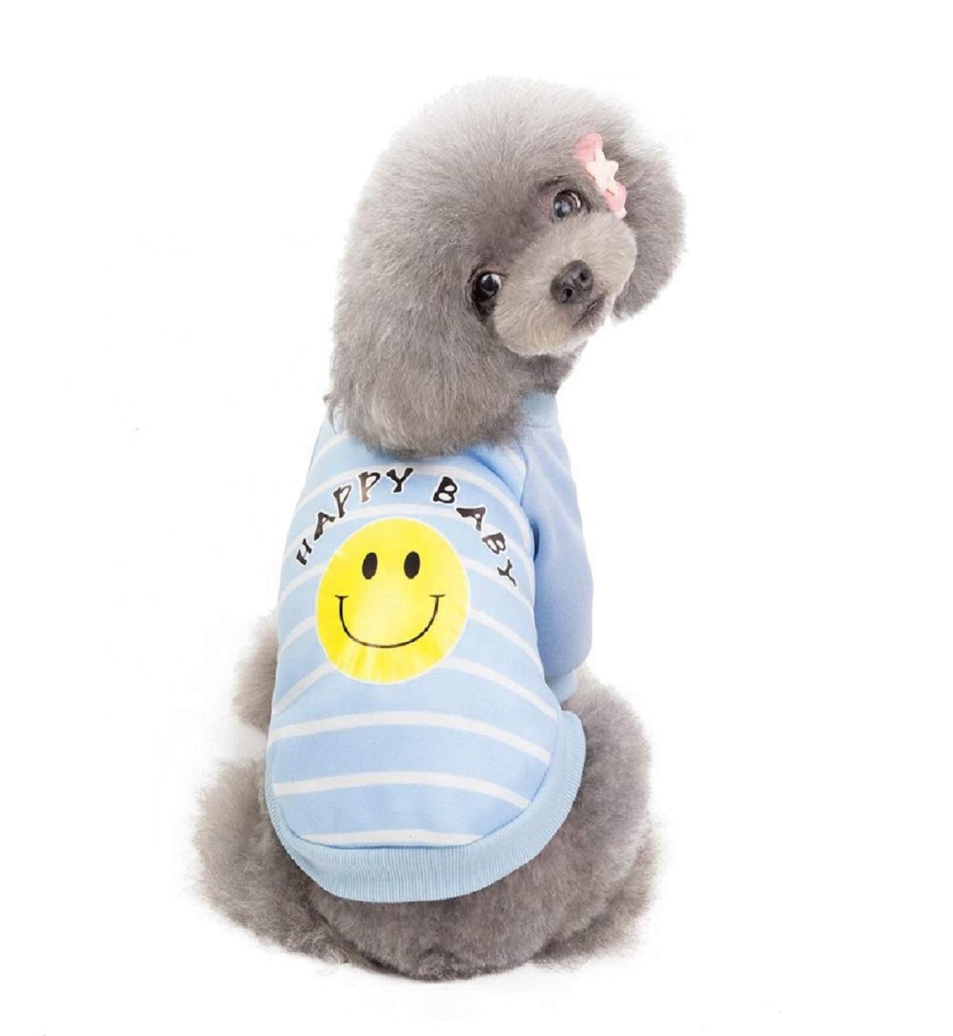 Amazon | PetGround 犬 服 にこちゃん スマイル ボーダー シャツ