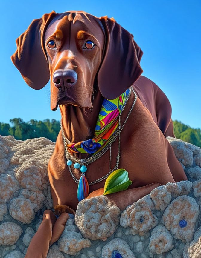 Chien Vizsla affiche sur toile 58x90cm SERENDIPITP sans cadre pour deco