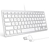 OMOTON Wired Keyboard for Mac Devices ONLY with Dual Interface, Comfortable Typing Angle & Stable Connection, Compatible with MacBook, iMac, Mac mini, PC-White