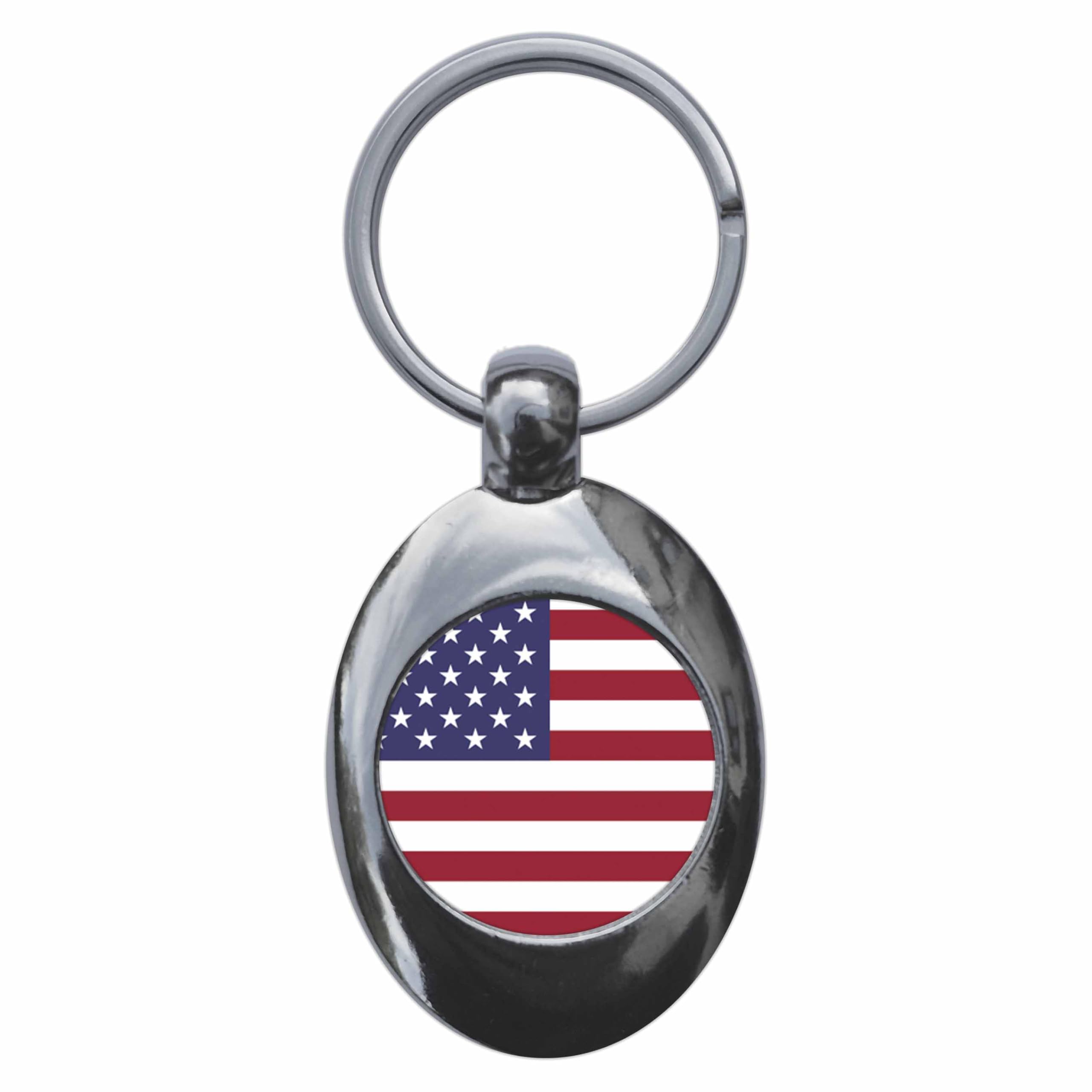 Ozorath Unisex Multicolour United States Of America Usa Flag Keyring With Trolley Coin