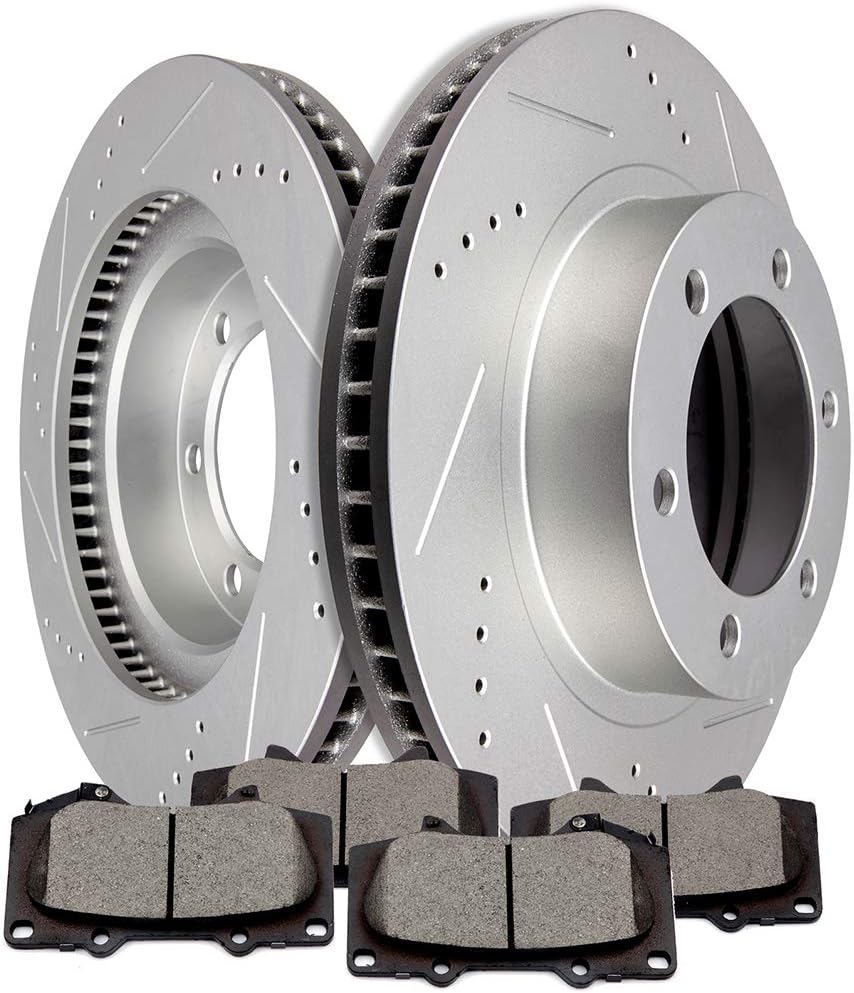ECCPP Brake Kits,Front 2pcs Drilled and Slotted Disc Brake and 4pcs Pads 120.44129,43512-04052,31327 ATD976C,D976-7877 Fit For 2007-2014 For Toyota For FJ Cruiser|2005-2019 For Toyota For Tacoma