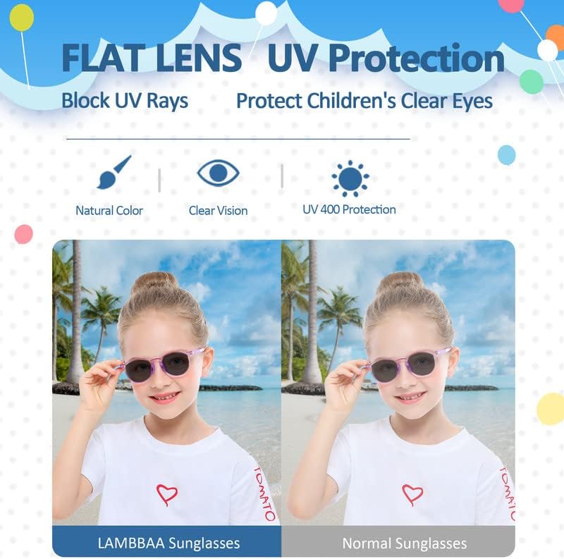 2 Pack Kids Sunglasses Silicone Flexible Frame for Boys Girls, UV Protection
