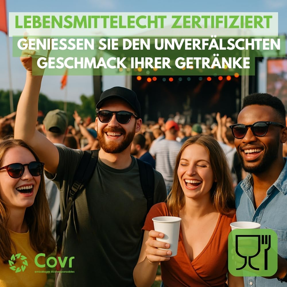 COVR Weiße Pappbecher Coffee to Go, Einweg Kaffeebecher & Papierbecher, für Heiß- & Kaltgetränke, robust und griffig, 18–20 cl (7 oz), 3000 Stück