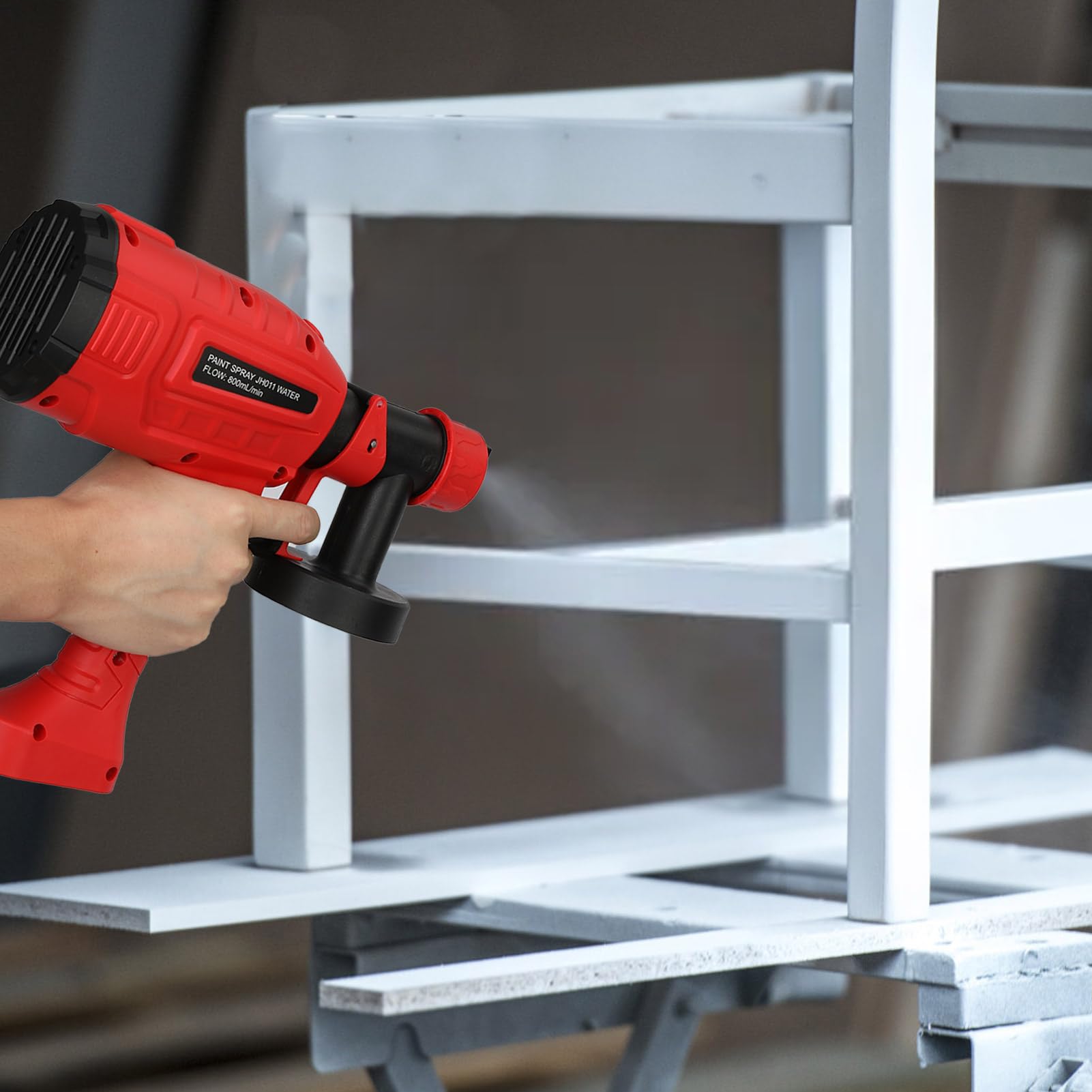 Pistola de pintura eléctrica de 700 W HVLP profesional – 5 boquillas + 3 modos de pulverización, depósito de 800 ml, interior, exterior, casa, armarios, vallas, techos, accesorios incluidos