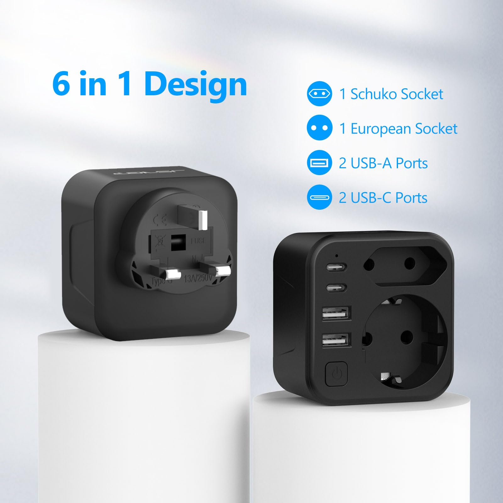 JSVER Reisadapter AU CN-adapter, type I-adapter 2-weg Australië Reisstekkeradapter met 2 USB C & 2 USB A (3,4A 17W) Stopcontactadapter voor Australië, China, Nieuw-Zeeland, Argentinië (Wit JSVER Reisadapter AU CN-adapter, type I-adapter 2-weg Australië Reisstekkeradapter met 2 USB C & 2 USB A (3,4A 17W) Stopcontactadapter voor Australië, China, Nieuw-Zeeland, Argentinië (Wit