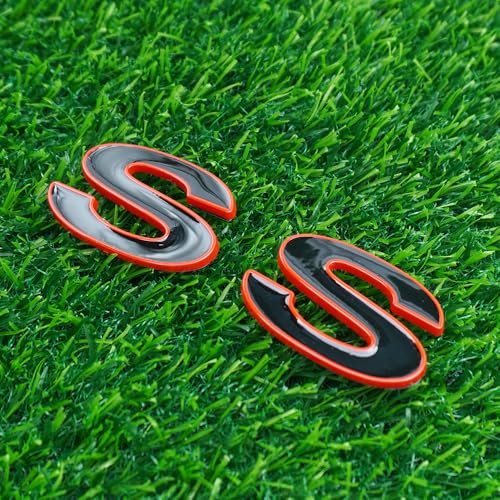 Emblema 3D para puerta lateral resistente a la intemperie con diseño SS y borde rojo 4