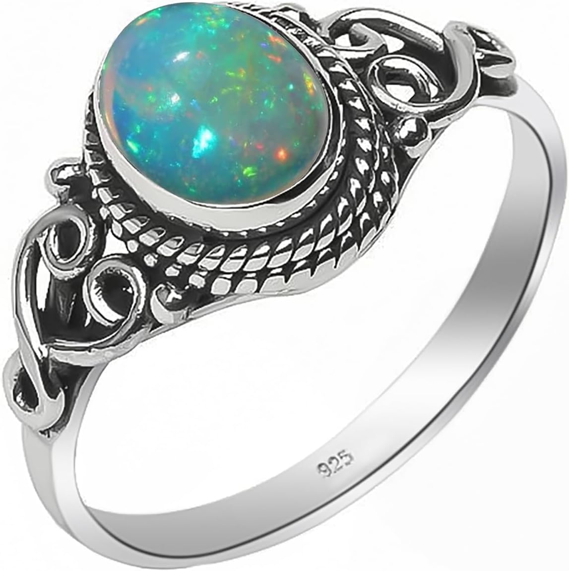 925 Sterling Silver Ring for Women, Men Natural Gemstone Statement Ring Modern Delicate Style Engagement Band NH-25-P