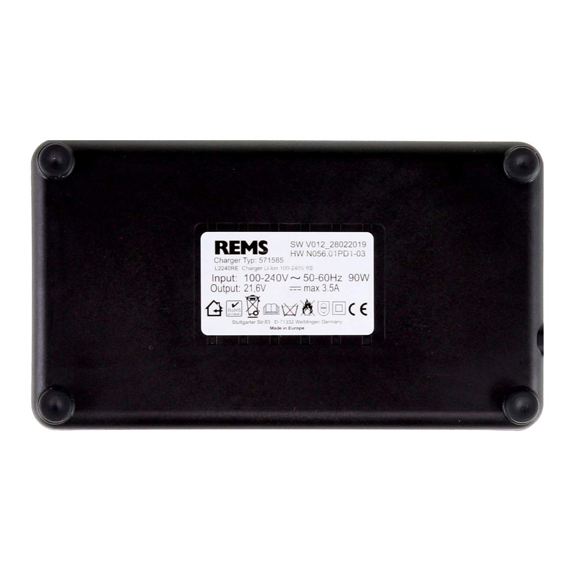 REMS 571585 R220 - Cargador rápido (ion de litio, 230 V, 50-60 Hz, 90 W)