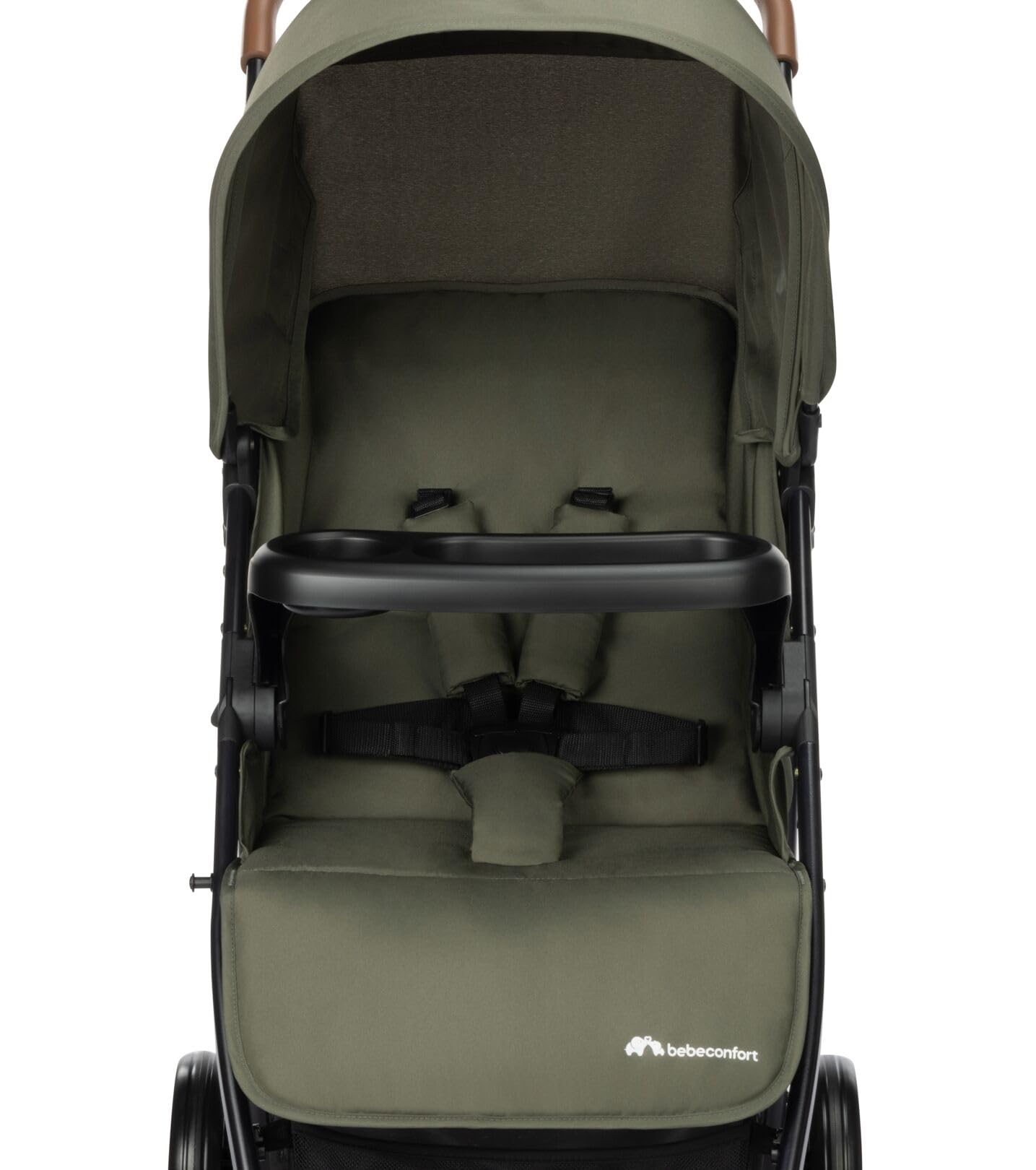 Bebeconfort Misty, Silla de Paseo Compacta, Cesta de hasta 8 kg, Bandeja para seguridad y juego, Confort con posición alargada, 0-4 años(máx. 22kg), Plegable y Reclinable, Mineral Green
