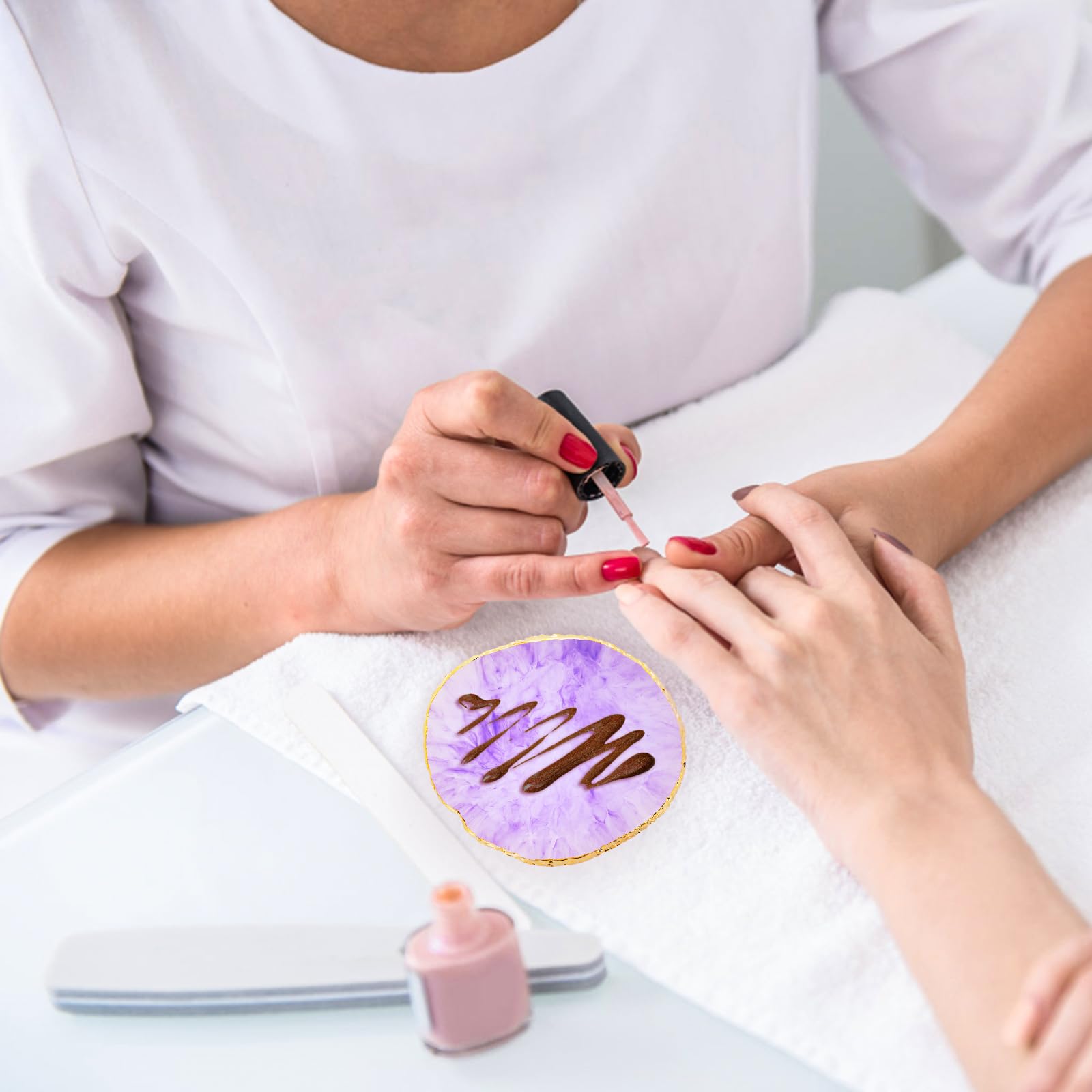 WLLHYF Tavolozza per nail art, in resina, per nail art, mista, irregolare, piastra per il trucco, per nail art, colore dipinto a mano (viola)