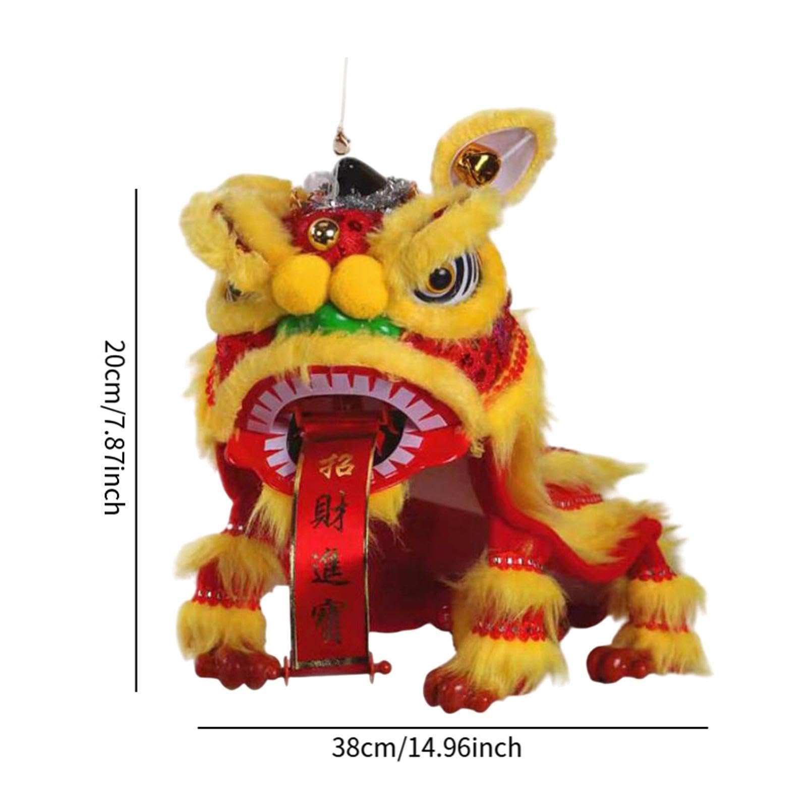 Almencla Marionetten Löwenfigur Handpuppe für Chinesisches Neujahr Tanzspielzeug aus Plüsch mit Schnur Kunstvolle Souvenirpuppen für Dekor Und Freude für