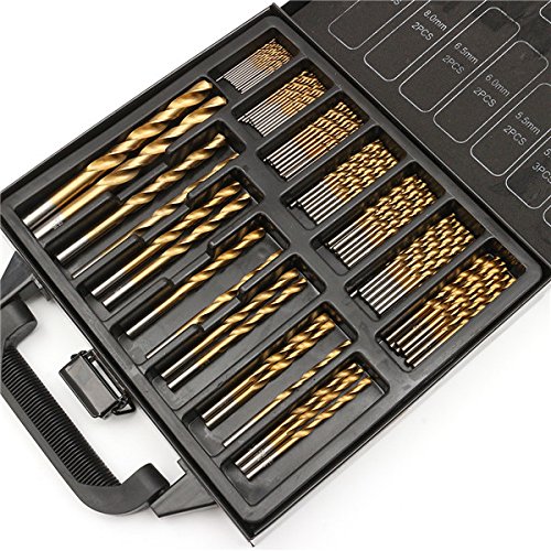 EsportsMJJ 99Pcs 1.5-10 mm Titanio Recubierto HSS Brocas Helicoidales Conjunto