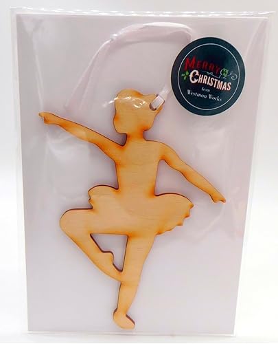 Miniatura 3 de Adorno de bailarina de ballet, silueta de bailarina de madera, decoración de árbol de Navidad con cinta, decoración navideña