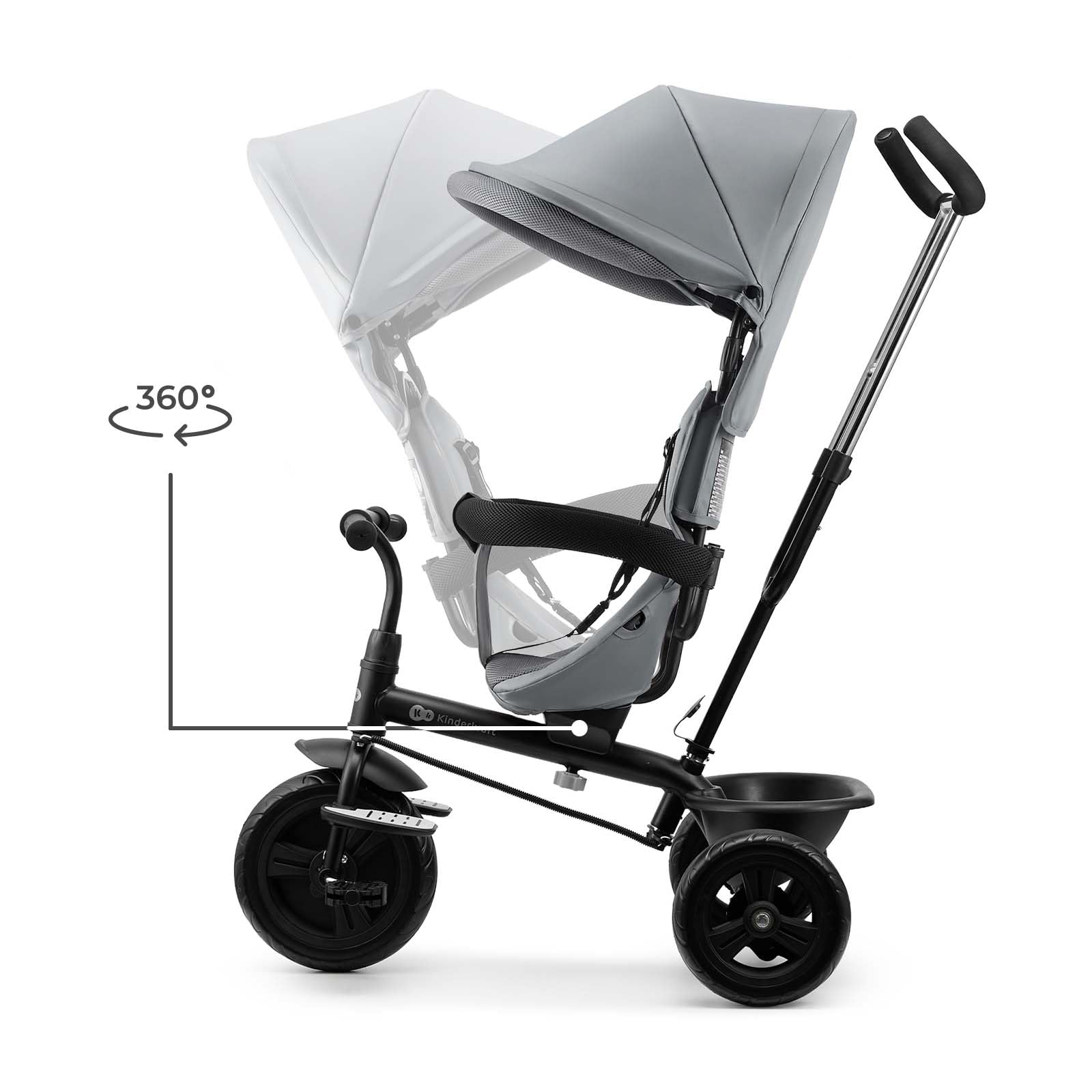Kinderkraft Freeway 2, Triciclo Evolutivo para Bebé, Asiento Giratorio 360°, Pedales Libres, Arnés de 3 Puntos, Freno Central, 9 Meses a 5 Años, Rosa