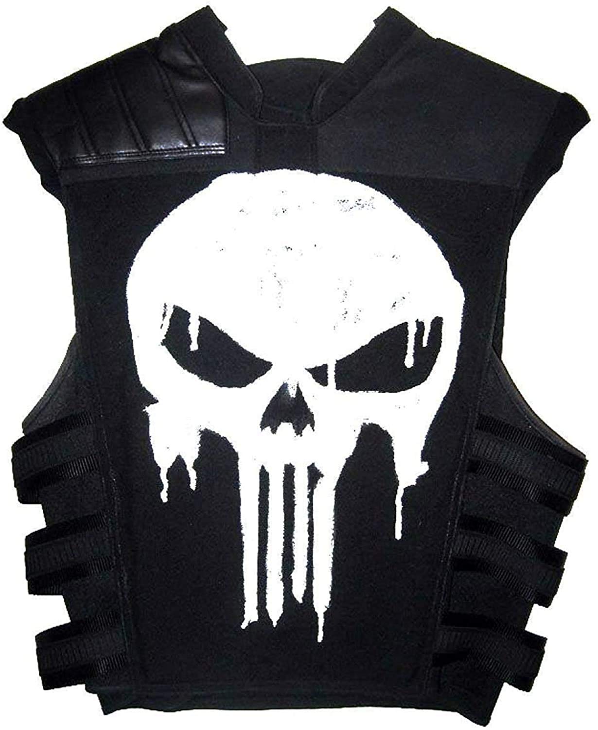 Gilet da uomo Punisher Jon Bernthal in ecopelle di cotone nero | Gilet tattico da moto nero con logo teschio