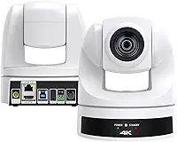 Câmera PTZ 4K com zoom óptico de 20X Câmera de sala de conferência HDMI USB3.0 para videoconferência e transmissão de igrejas, funciona com Zoom, Skype, OBS, YouTube, etc, Branco(Enviado do Brasil)