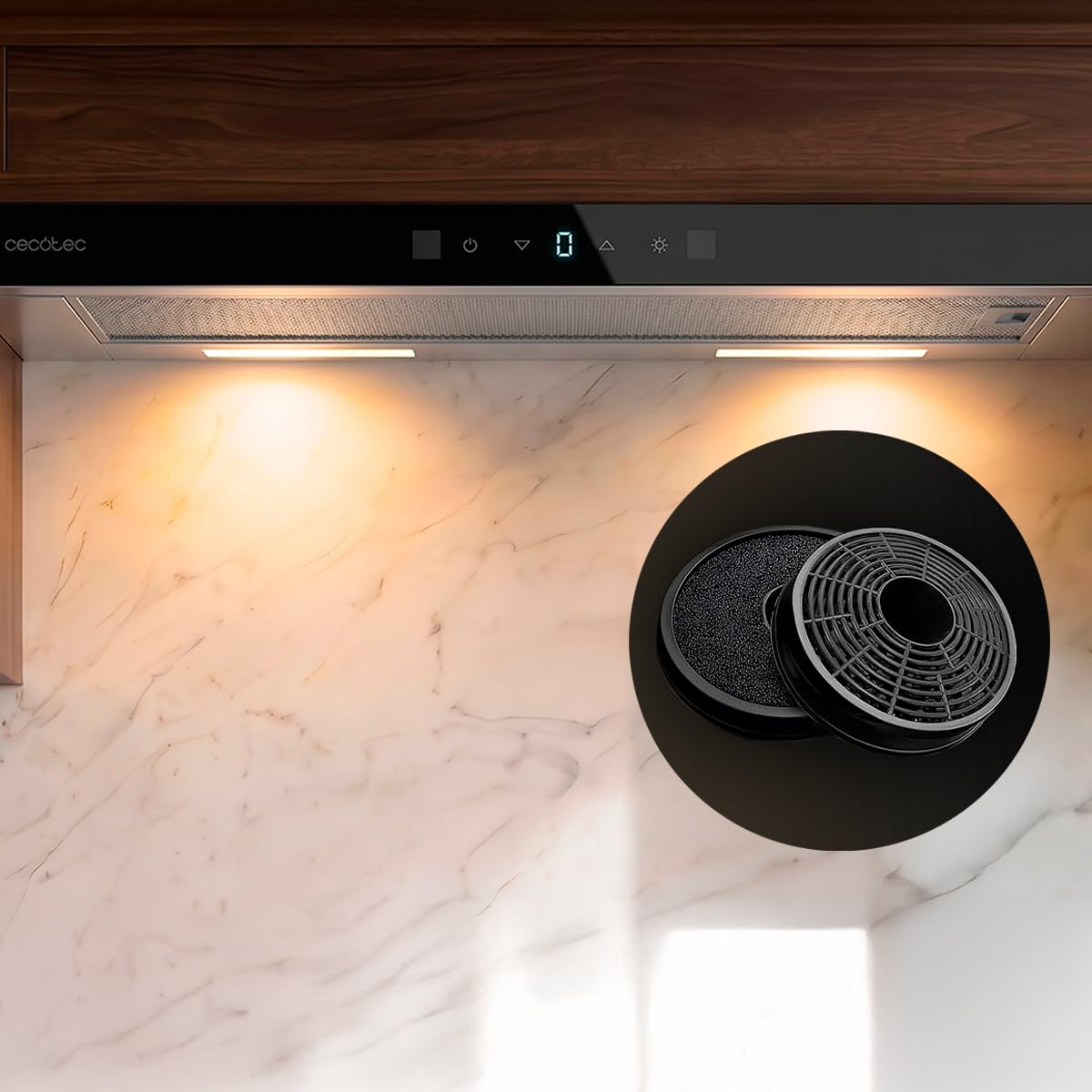 Cecotec Okap teleskopowy 60 cm Bolero Flux TLT 604400 Glass Black A+++. Ssanie 431,2 m³/h, niskie zużycie prądu, silnik DC, kontrola ruchu i dotyk, szkło przednie czarny, korpus ze stali nierdzewnej
