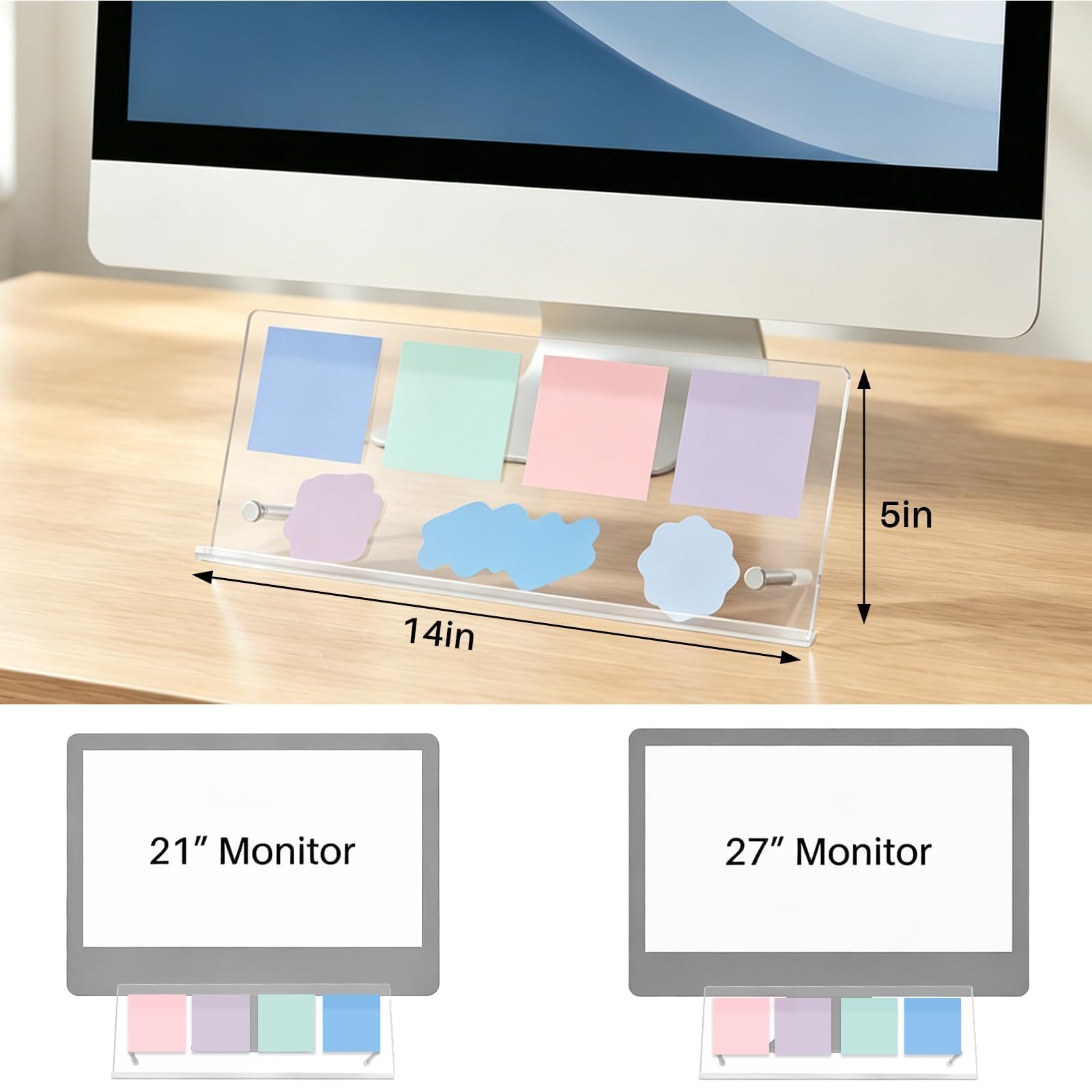 Yncotte Monitor Memo Board Holder 14"x5",Office Organization Memo Holders view 5