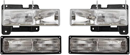 Repuesto faros delanteros compuestos lado conductor y pasajero y marcador de señal frontal para camioneta, pick up SUV Chevy GMC