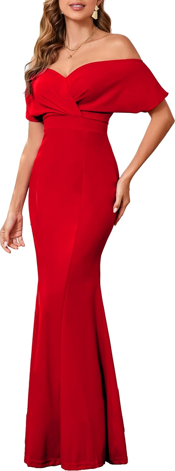 Formal Dresses for Women Cocktail Sexy Off Shoulder Floor Length Long Evening Party Dress with Zipper - Image 2
