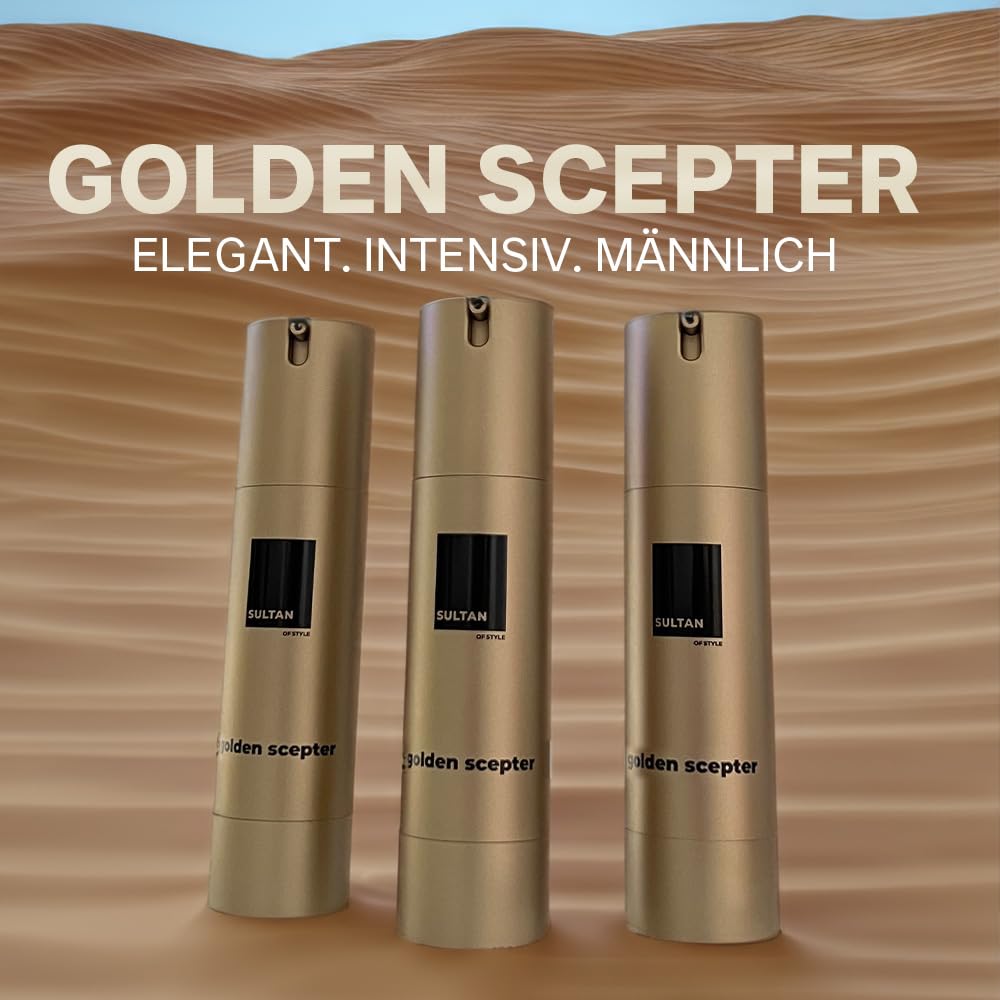 Sultan of Style Golden Scepter Limited Edition Perfume Oil para hombre, 45 ml, aroma picante y fresco, 100% libre de alcohol, aceites esenciales nutritivos, regalos para hombres