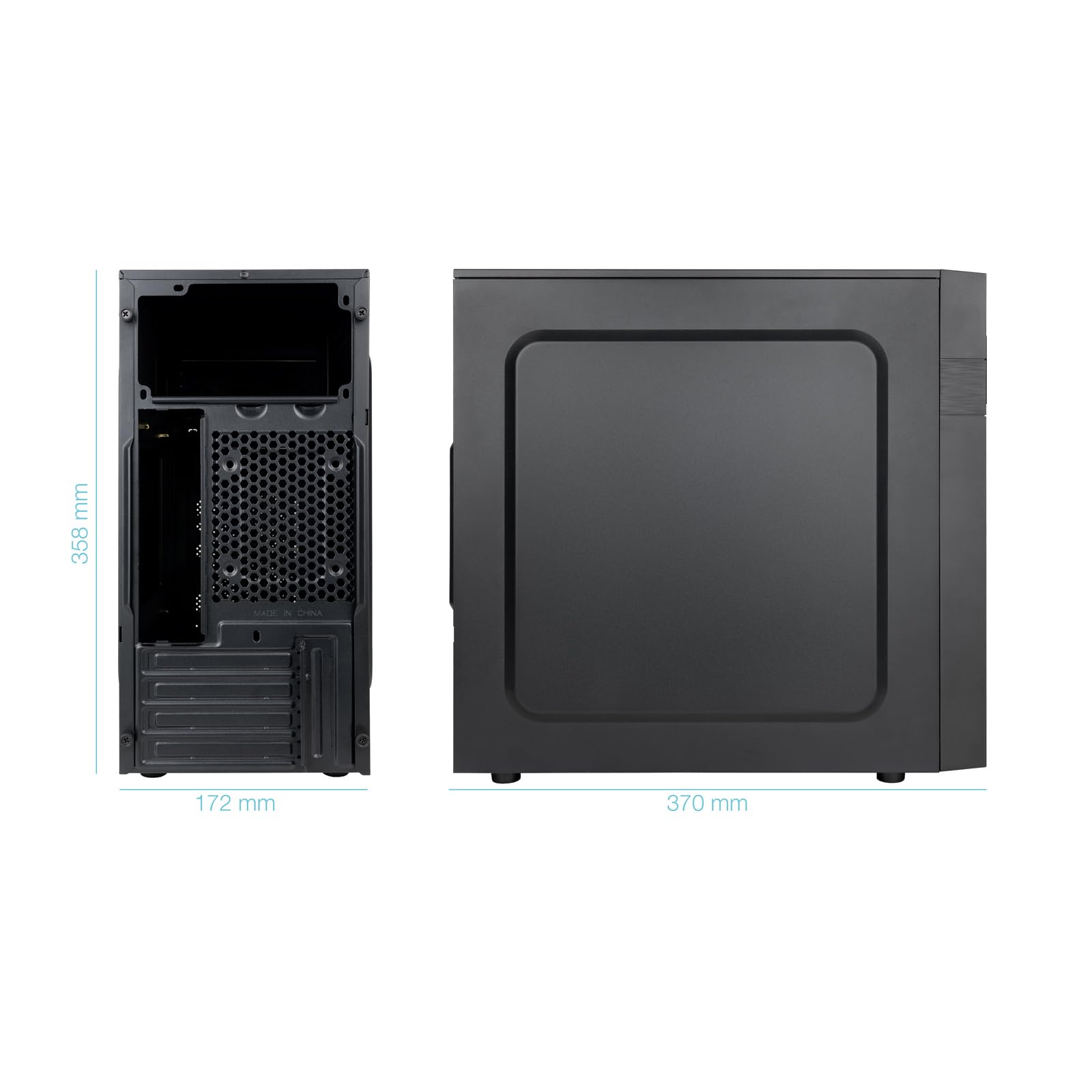 TOOQ TQC-4701-SP - Caja Minitorre Micro-ATX “ISOBOX Ultra”, Fuente de alimentación ATX 500W, 2xUSB-A 3.0, 1xUSB-A 2.0, 1xUSB-C, Audio HD, Micrófono