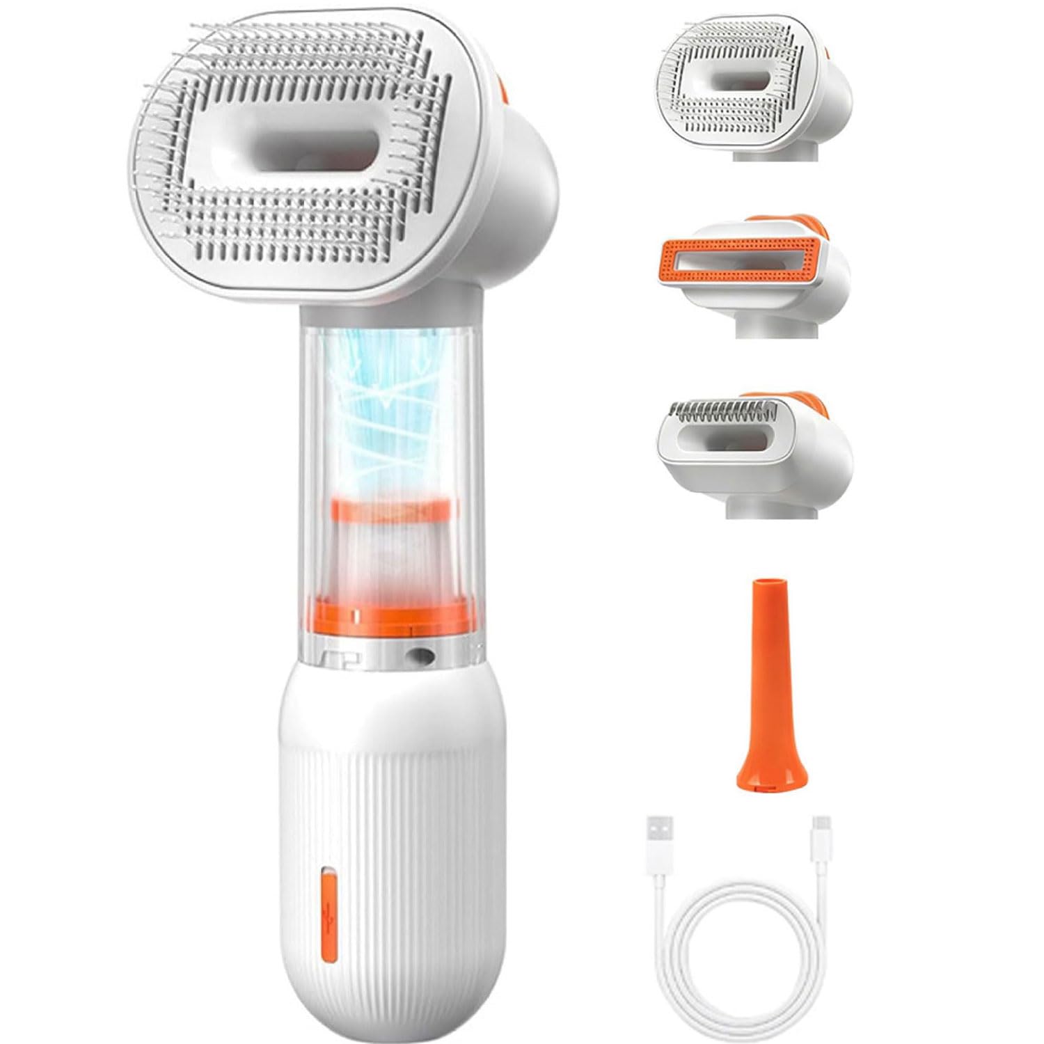Dog Vacuum Brush 4 in 1 Pet Grooming Vacuum for Dogs and Cats,4-in-1 Hundehaar-Vakuumbürste,Wiederaufladbar Hundehaar Staubsaugerbürste,Selbstreinigende Zupfbürste Fellpflege-Werkzeug für Hunde