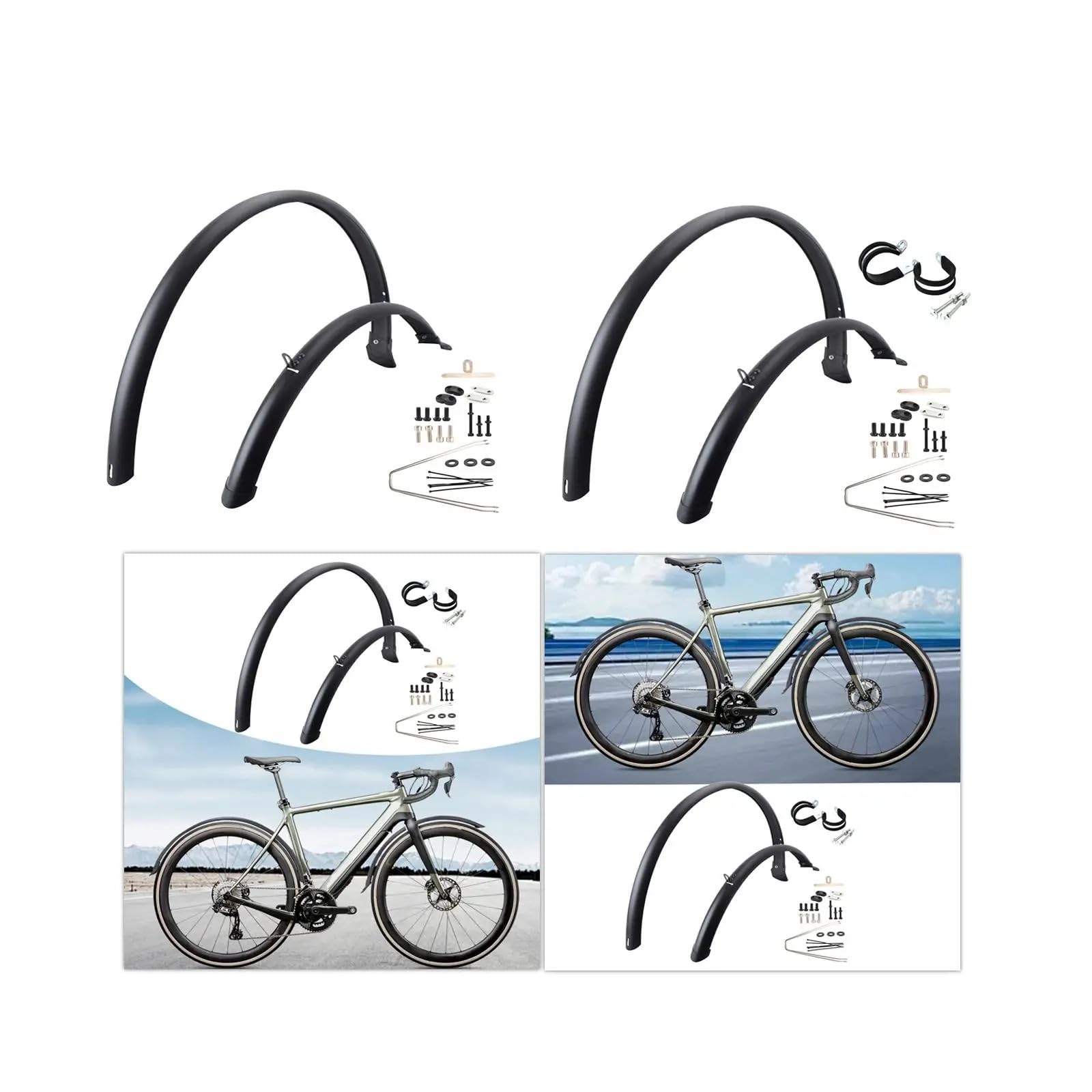 Garde-boue de vélo 700C, lot de 2 | Garde-boue for vélo de route à couverture complète – Pièces de rechange for vélo(With 2 Rings)
