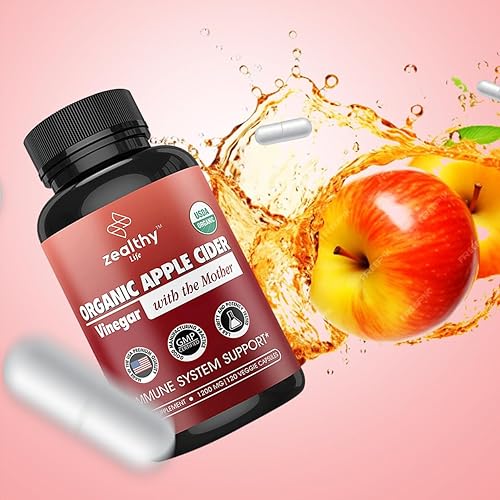 Miniatura 3 de Vinagre de sidra de manzana orgánico con la madre - Cápsulas de 1200 mg para un bienestar óptimo, sin gluten, sin OMG, 120 cápsulas vegetales -