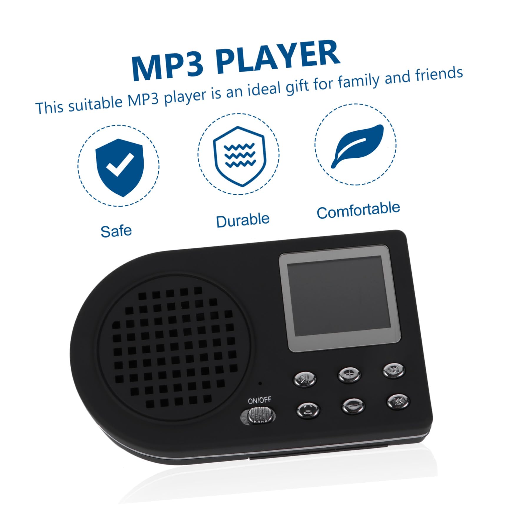 Lettore Mp3 Portatile Modello 360 in Plastica Nero con Clip | Riproduzione Sonora Esterna, Cavo USB Incluso, Regalo per Famiglia e Amici