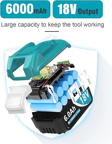 Miniatura 9 de Paquete de 4 baterías de repuesto de 18 voltios para Makita 18V BL1860B, LXT iones de litio de 6.0 Ah de ultra alta capcaity compatible con batería