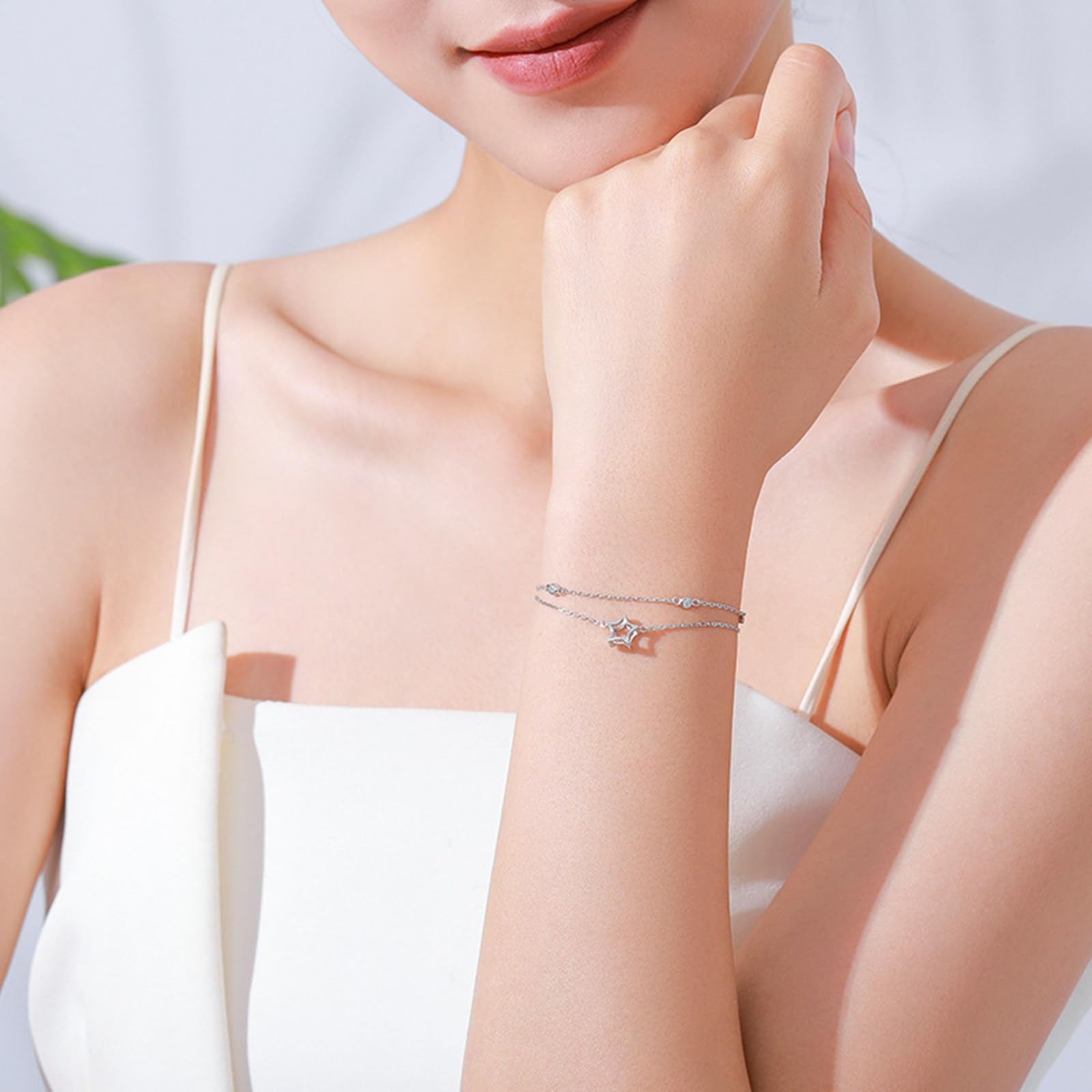 Pulsera Star Platinum Mum para mujer con pulsera para novia platino, PT950 y oro blanco de 9K/14K/18K