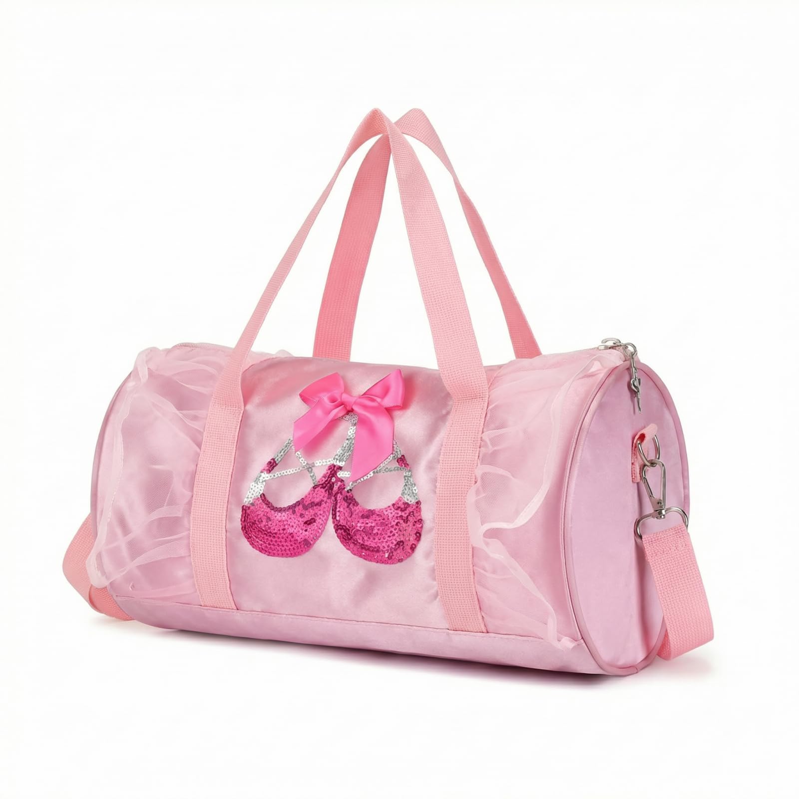 Girls Ballet Dance Bag Pink Crossbody Sports Handbag Tote for Kids, Gymnastics Bag, Princess Shoes Dancewear Storage (style B)