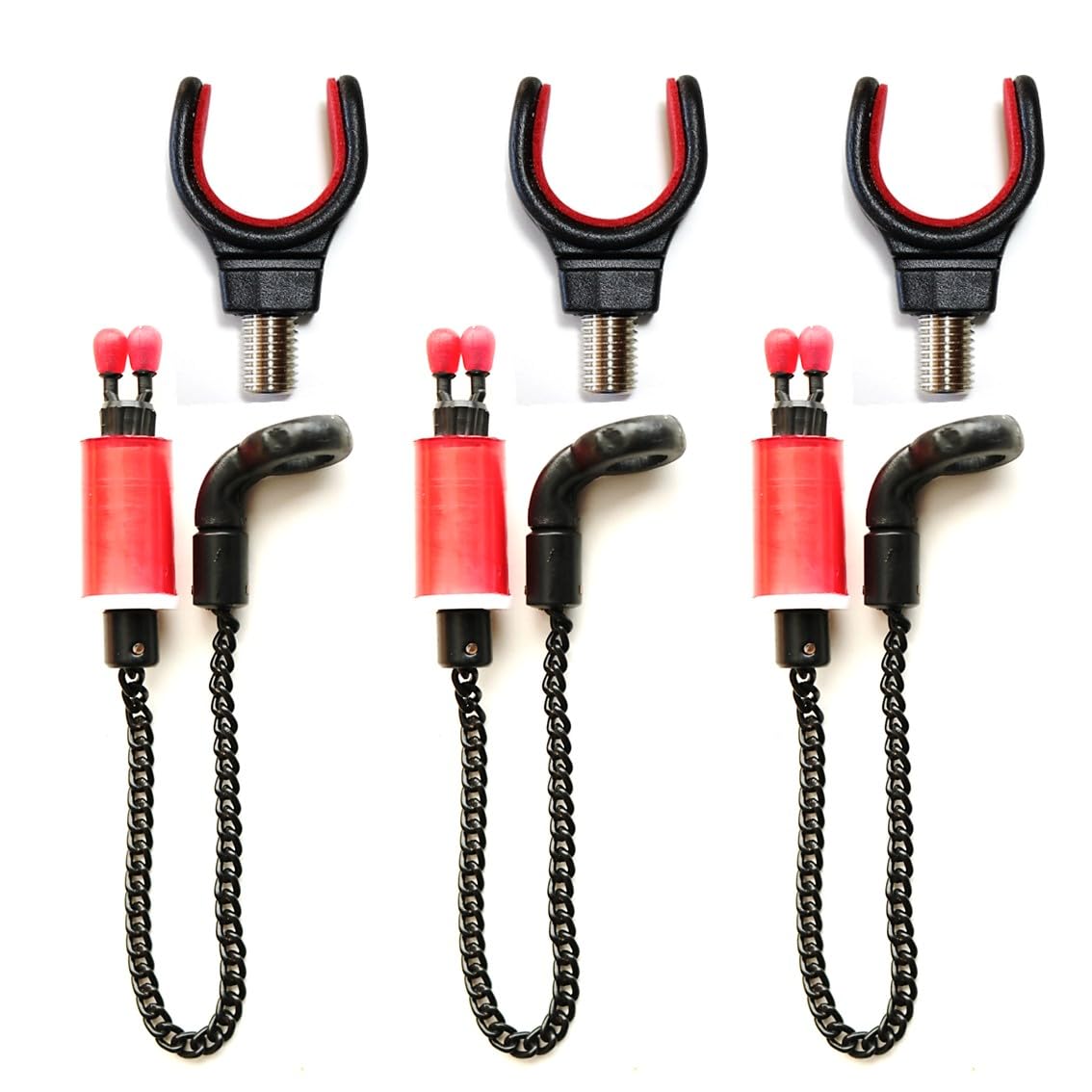 Bobines indicateurs de touche carpe anti fausses touches avec repose-canne rouge 6x