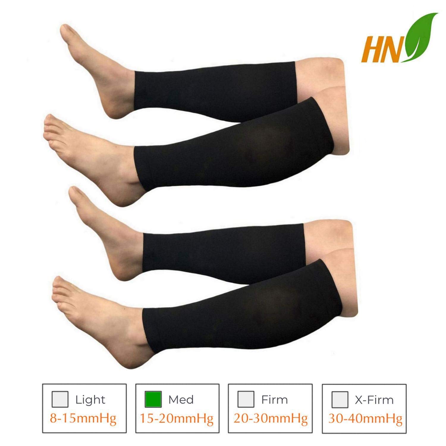 HealthyNees Shin 15-20 mmHg Med Compression Circulation Wide Leg Big Calf Sleeve (Black Combo, 5X-Large)