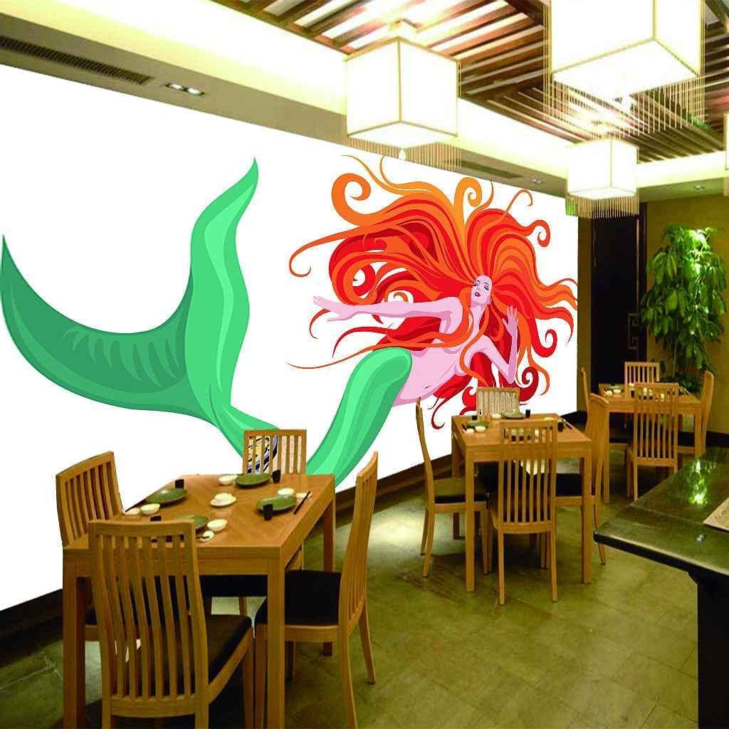 Mural De Rosa Rosa, 3D Sirena Roja Papel Pintado Autoadhesivo De Peel And Stick, Pegatina Extraíble Para Decoración Del Hogar, Fondo De Tv, Pintura De Pared Artística Grande, Carteles De 250x175 cm