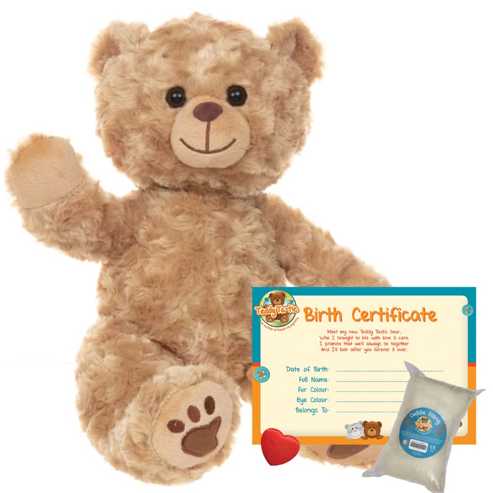 Teddy Tastic Bear - Barney The Golden Bear - Soft Plush Teddy Bear | Stuff your Own, No Sewing Required | Birth Certificate, Wishing Heart Included Make a Bear Kit 16" (40cm)