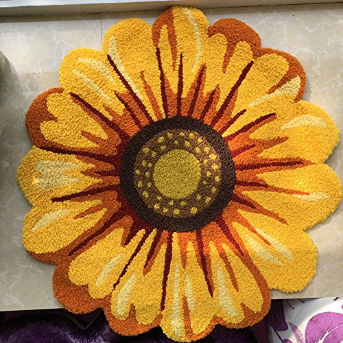 Ustide Handmade Sunflower Rug Mat Girls Bedroom Rug Non-Slip Bath Mat Floor Rugs 2X2 #TOP6