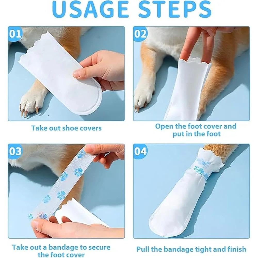 20 Paires de Bottillons Jetables pour Animaux – Chaussons Imperméables pour Chiens et Protège-Pattes pour Chats pour la Promenade, Prévention du Léchage de Plaies, Usage Intérieur/Extérieur, Cha