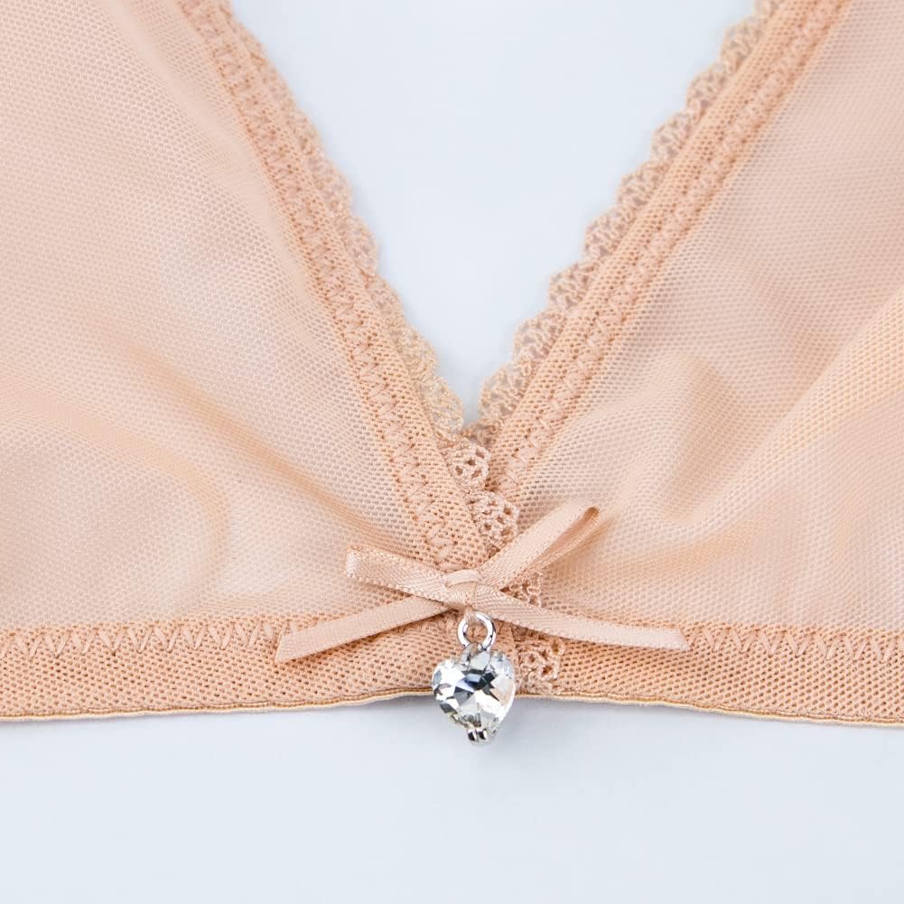 Women Sheer Mesh Transparent Unlined Bra Sexy Wireless Underwear - Image 6