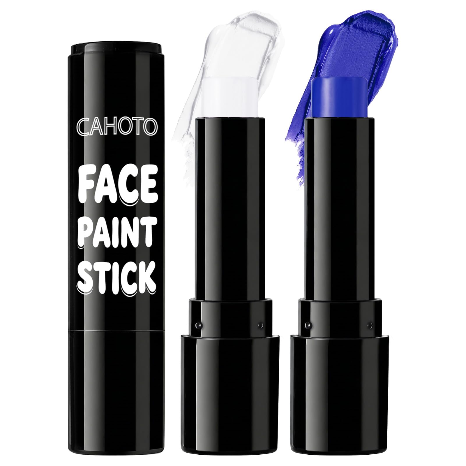 2PCS White Blue Oil-Based Face Body Paint Stick, Eye Black Sports White+Blue