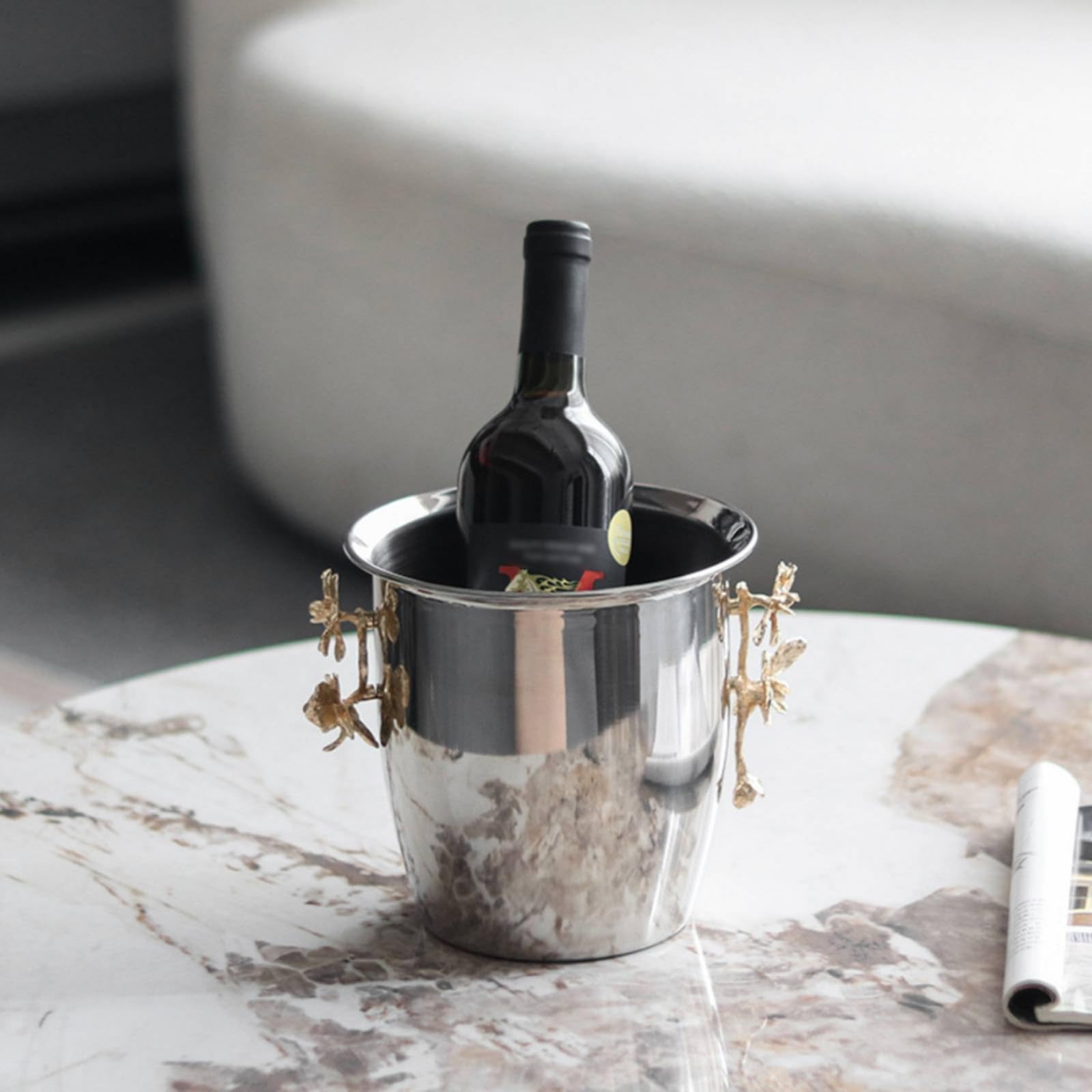 KESOTO Secchiello Vino Secchiello Ghiaccio, Secchiello per Ghiaccio con Decorazione A Forma di Crisantemo