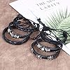 flintronic Leather Bracelet, 6Pcs Adjustable Fashion Punk Braided Men & Women Rope Bracelet Cuff Vintage Bracelets Wrap Set Series #4